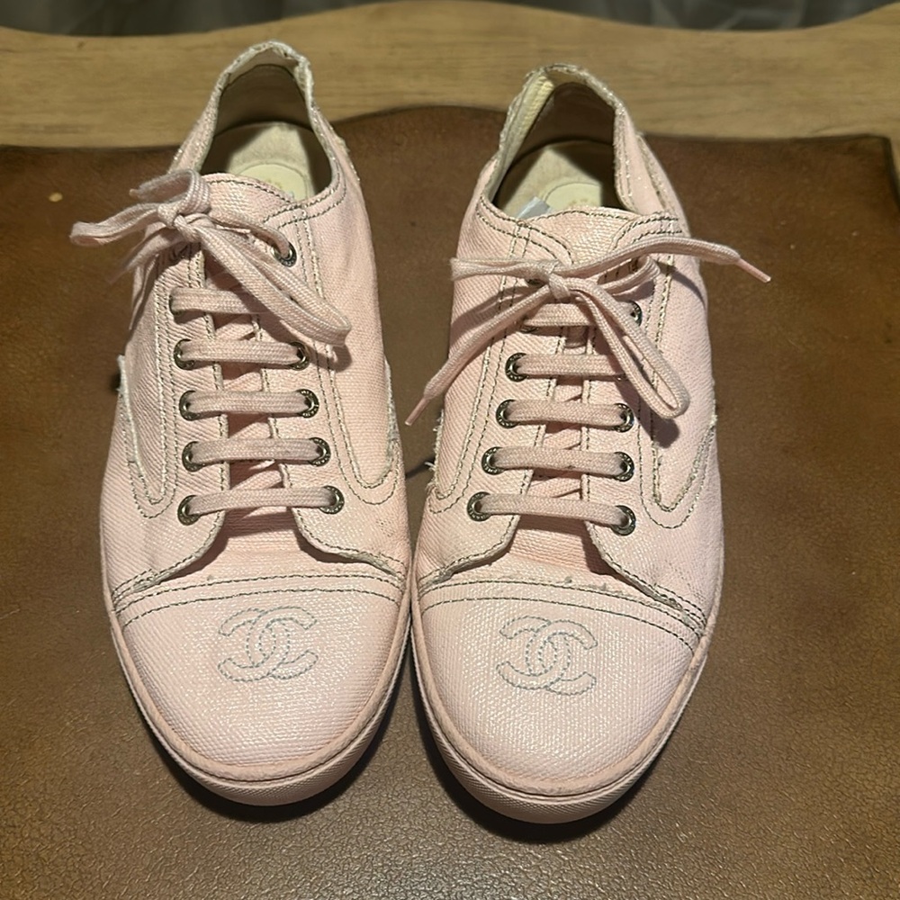 Chanel Powder Pink Cloth Traniners- Size 40